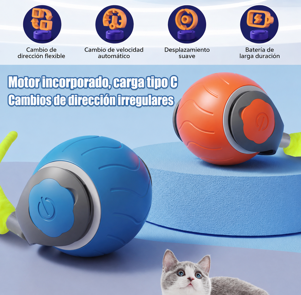 🐱 Pelota Interactiva Inteligente para Gatos | Diversión sin límites